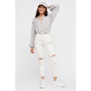 NWT FP White Lacy Stilt Embellished Skinny Jeans